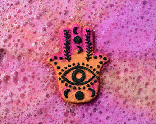Hamsa Hand Bath Bomb (purple & yellow)